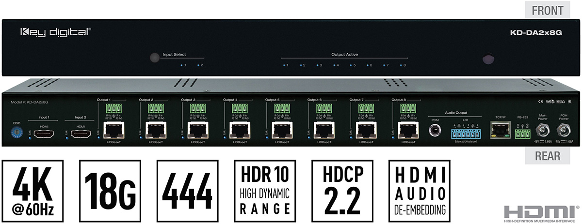 Key Digital KD-DA2 HDBaseT Amplifiers Deliver 18Gbps for 4K Video
