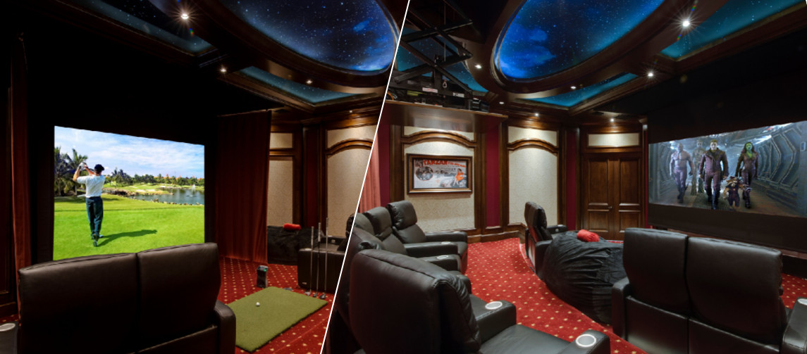 Home Theater Turns Into Golf Simulator With Press Of An Elan On Home Theater Turns Into Golf Simulator With Press Of An Elan On
