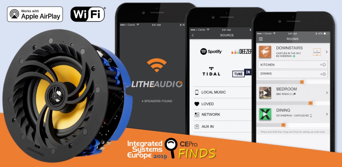 ISE 2019 Find: Wi-Fi In-Ceiling Speakers, Multiroom Audio from Lithe