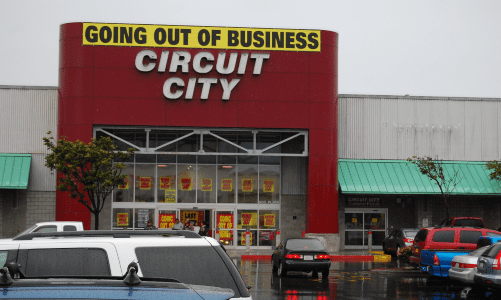 Circuit City store closing one of 10 failed electronic retailers.