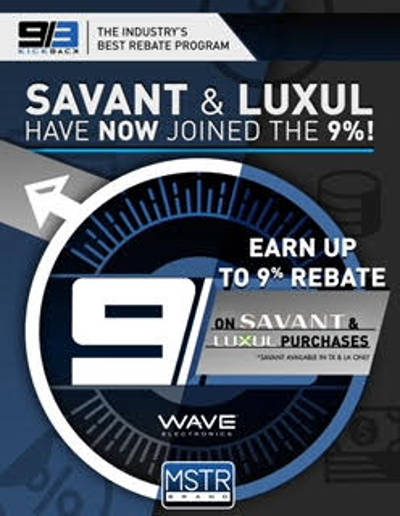 WAVE Electronics Adds Savant, Luxul to 9/3 Kickback Program