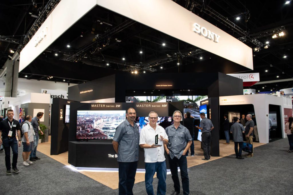 Sony executives at CEDIA Expo 2018 accepting the best booth of the show award for the company's Crystal LED displays.