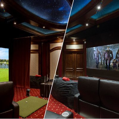 Home Theater Turns into Golf Simulator with Press of an Elan Button