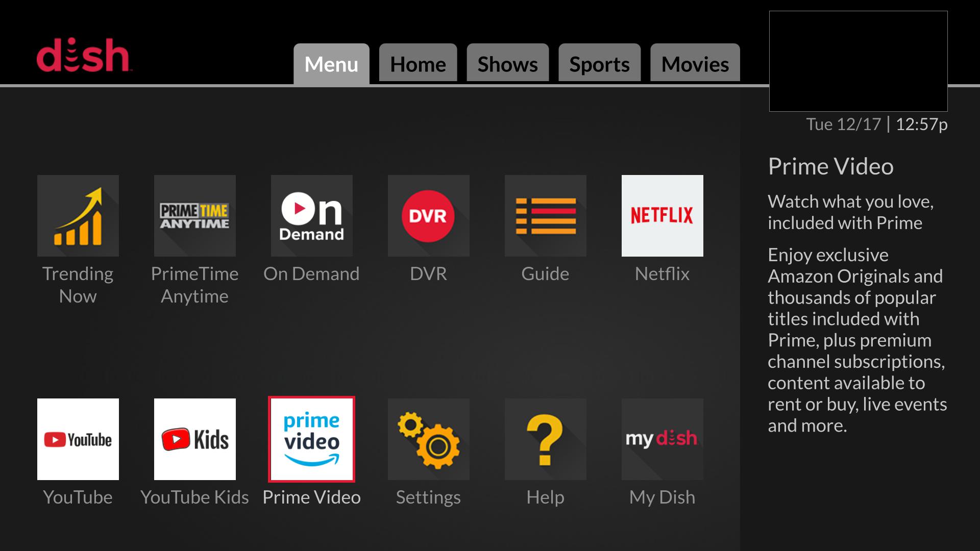 Amazon Prime Video on DISH CEPRO