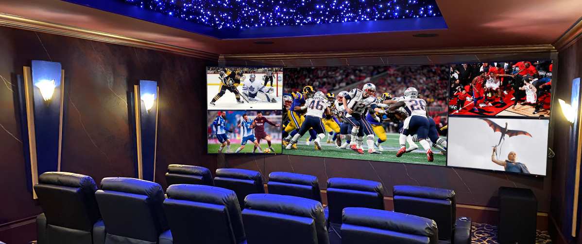 Stunning 5-Screen Home Theater Designed for Sports, Batman Fanatic