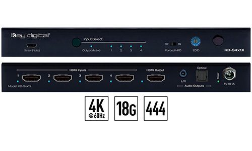 Key Digital KD-S4x1X 4K/18G HDMI switcher