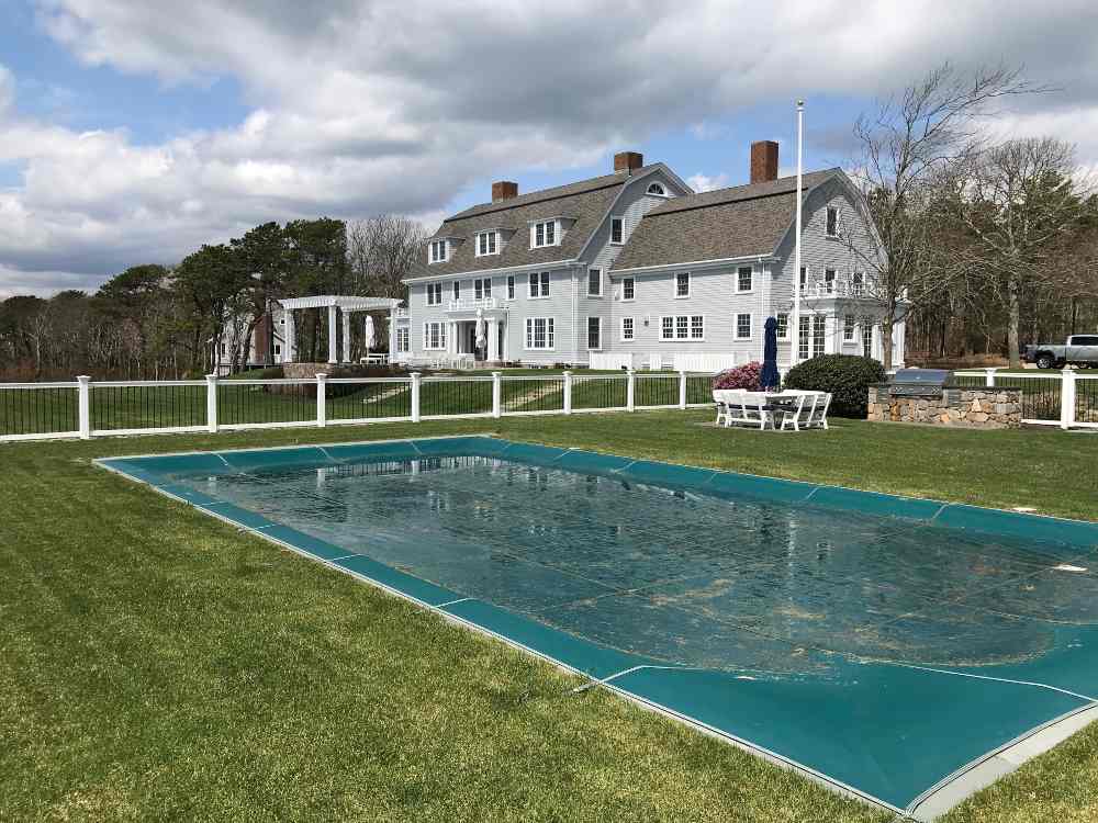 Poolhouse audio zone at mansion outdoor sound system install. 