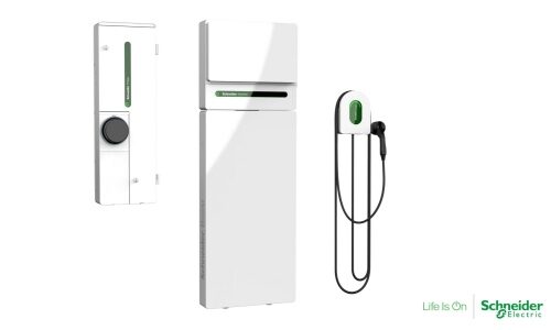 The Schneider Home energy management solution from schneider electric with inverter, smart breaker panel, energy storage batter and EV charger.