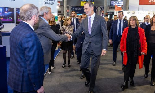 King Felipe VI of the Spain visits the ISE 2023 tradeshow floor on a record-setting attendance day.