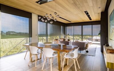 System 7 Uses Motorized Shades with Dark Fabric to Preserve Privacy and Views in Rhode Island Home