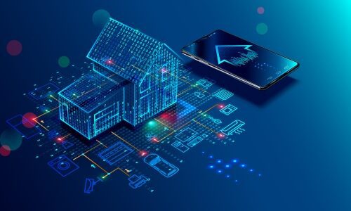 Image depicting data surrounding home in smart home trend AI concept.