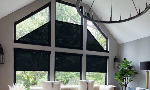 Draper at Home motorized shades gabled up shade