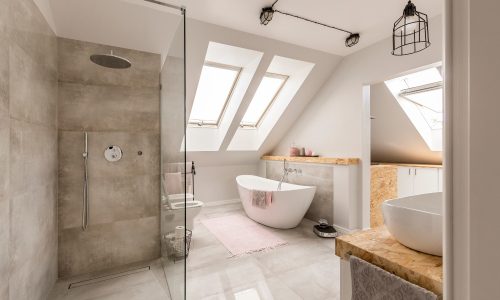 Modern bathroom design reflecting trends found in 2024 NKBA Bath Trend Report