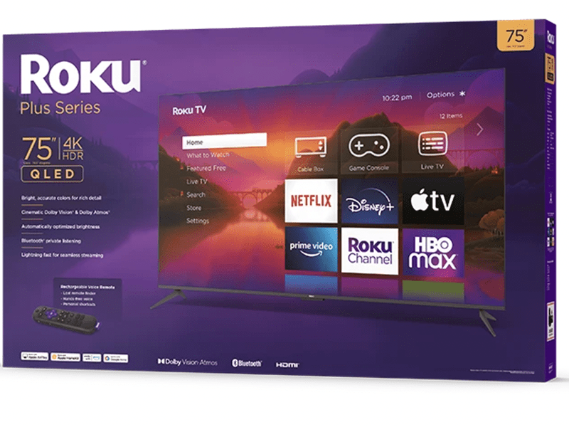 Roku Plus Series 55 65 75 inch flat screen big screen tvs