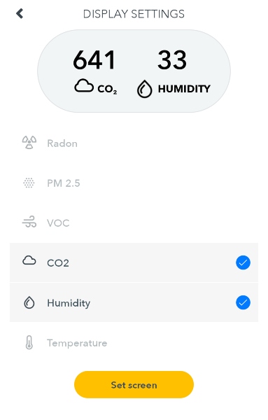 Airthings View Plus Display Settings App