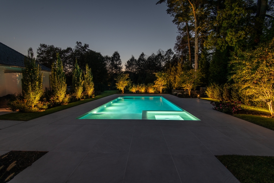 Circadian effective landscape lighting WAC color tunable outdoor light fixtures inground pool Lutron NatLawn