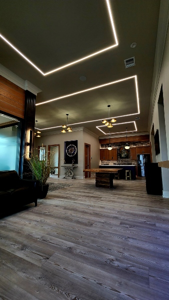 Fuller Contracting construction office lobby linear lighting ceiling Elite AVL McKinney Texas