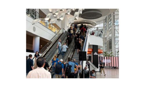 CEDIA Expo show entryway meant to highlight the health and state of the industry through the present crowds.