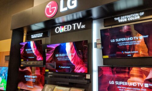 LG OLED TVs in a store