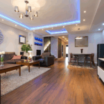 Area with custom LED lighting meant to represent the number of integrators who have been designing and installing lighting systems.