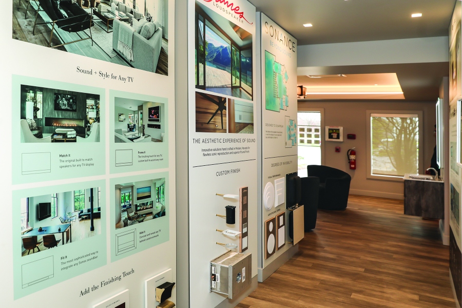 Wall showcasing history of Barrett's business.