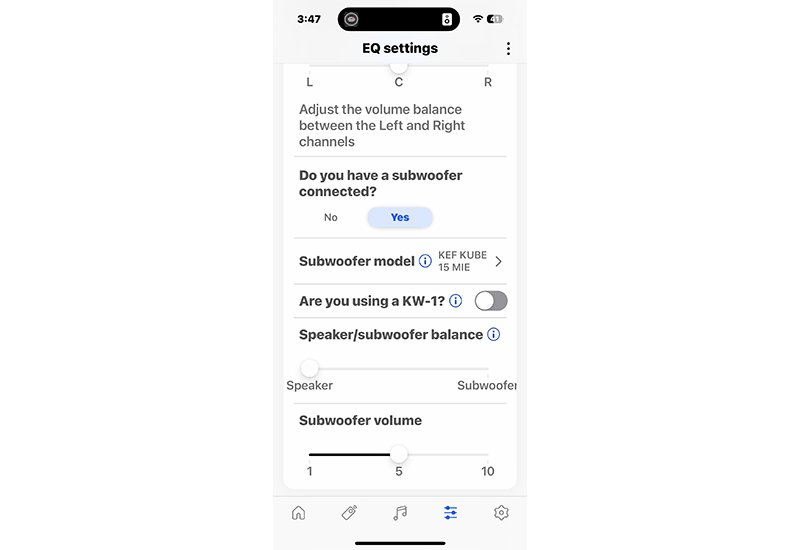 KEF LSX II Connect App settings