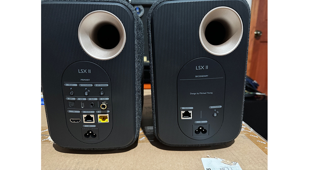 rear panel of KEF LSX II speakers