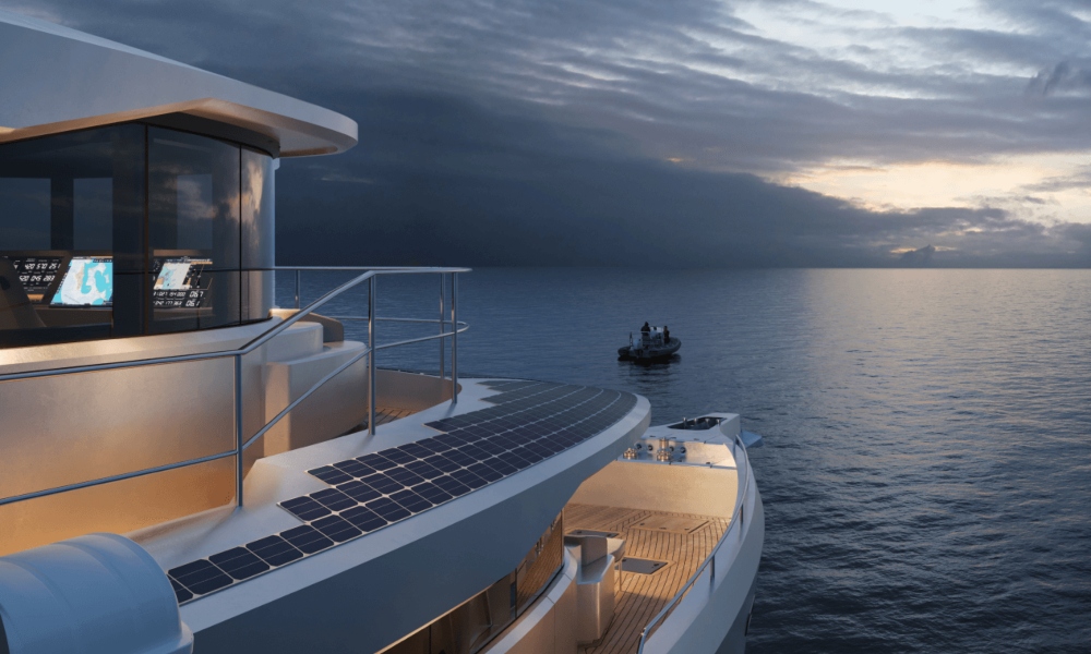 Exterior solar panels on Arksen 85 luxury explorer yacht