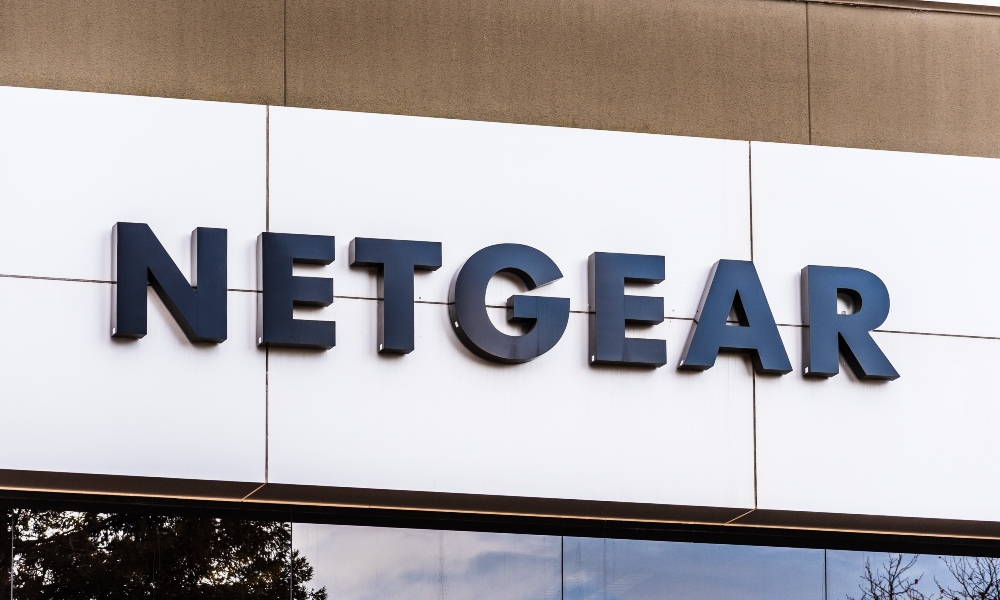 NETGEAR building emphasizing the recent NETGEAR acquisition of Exium cybersecurity platform
