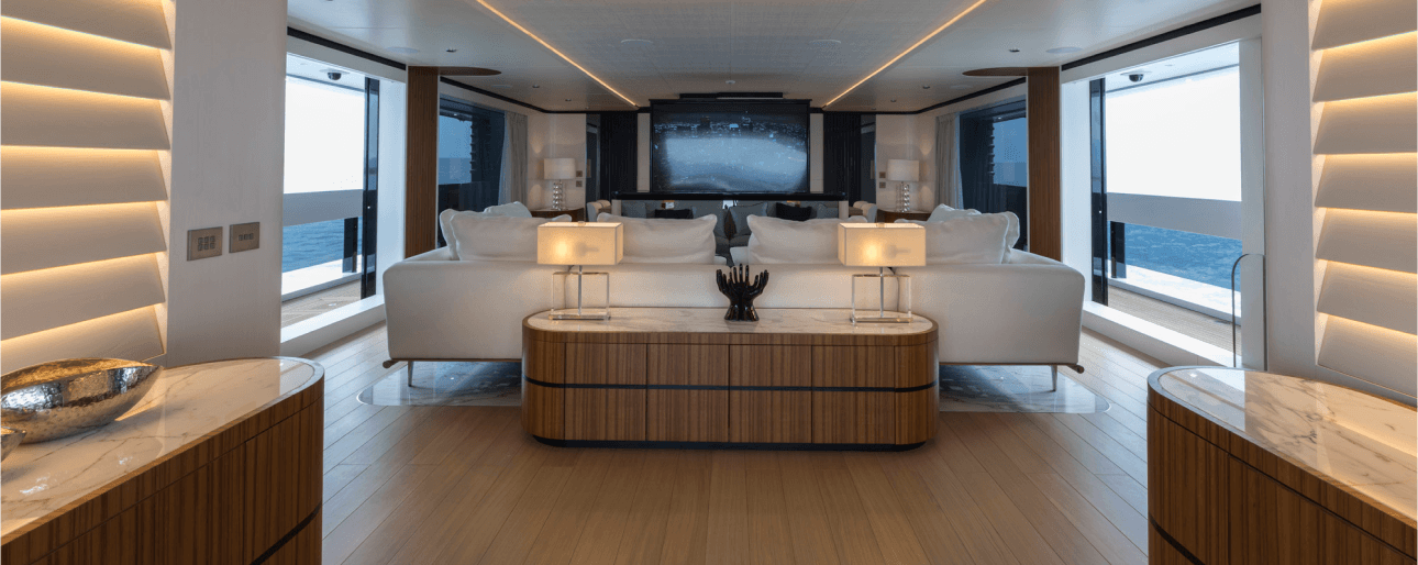 Entertainment area on super yacht provided by G2M Sistema.