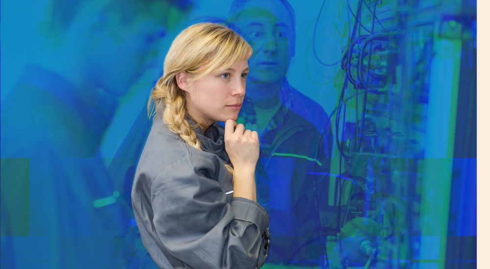 Woman technician in the field meant to represent the average female on-site technician in the custom smart home integration industry workforce