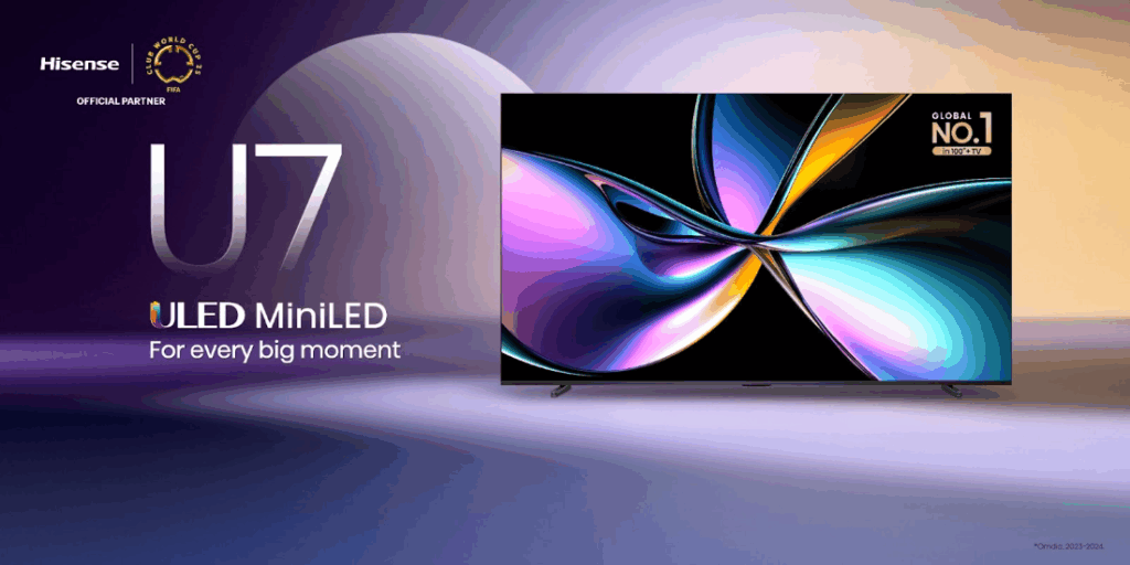 U75QG Mini-LED TV by Hisense in the U7 series ULED premium TV lineup sold at Best Buy