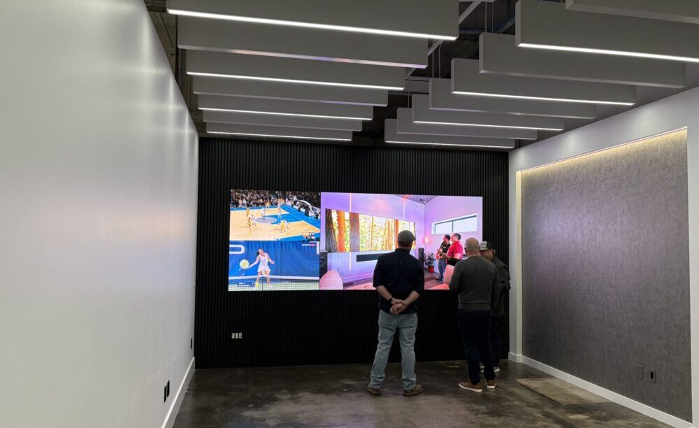 A Just Video Walls video wall is a key feature of the Strateres Design Studio. Image/Zachary Comeau