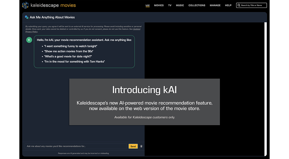 kAI AI search tool from Kaleidescape