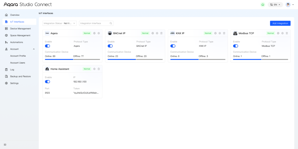 Aqara Studio Connect web interface