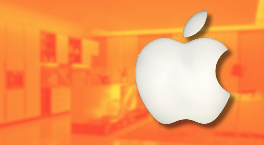 Apple logo in front of smart home emphasizing company's smart home ambitions as part of Playback news