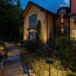 Blue Ridge mountain retreat illuminated at night in North Carolina