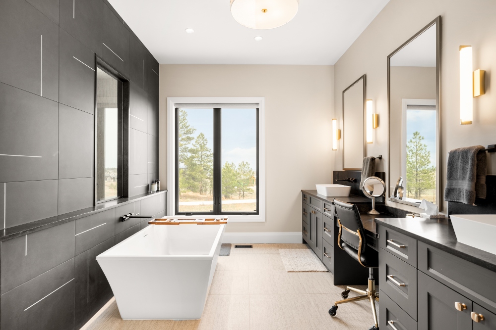 Integrated lighting design and control in luxury custom home Rocky Mountains, Centennial Colorado