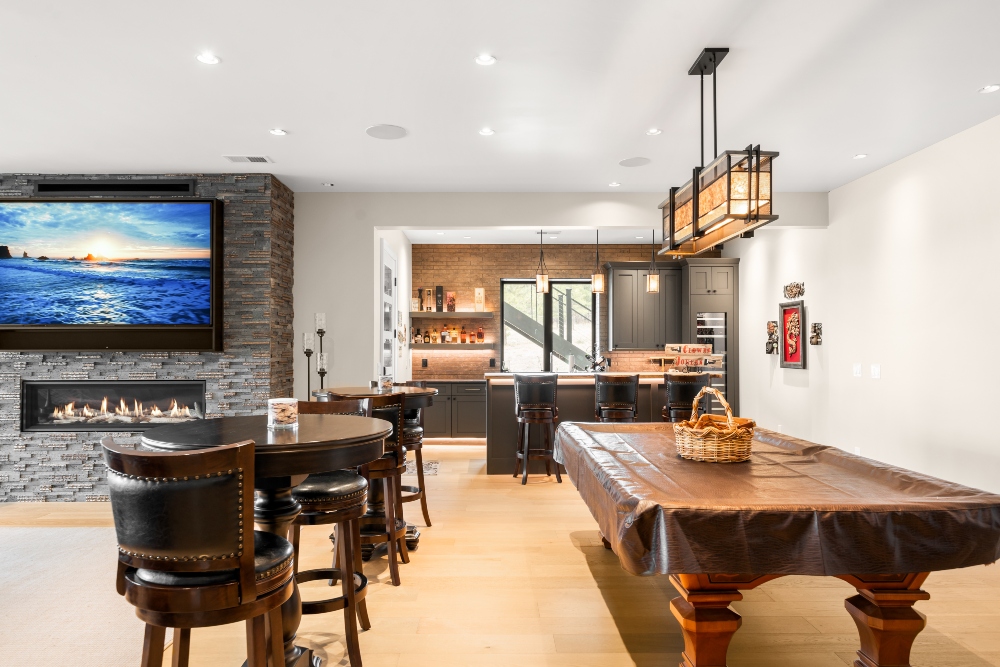 Tunable white LED downlighting in custom home living area