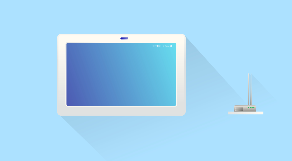 Touchscreen on wall meant to represent a centralized control system as a primary driver of lighting revenue growth for integrators.