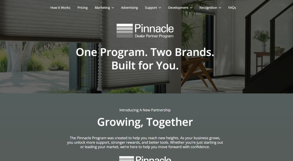 Hunter Douglas Updated Pinnacle Dealer Partner Program Site