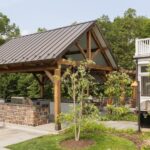 Full outdoor pavilion in Bucks County, Pennsylvania with multi-zone outdoor audio and integrated smart home systems, exemplifying architectural concealment and design-conscious outdoor technology.