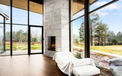 Automated Shades Concealed in Stone and Wood Elevate Cherry Hills Residence