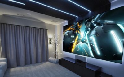 Custom Wooden Panels with Inlaid Theater Lighting Crown Prosper Media Room