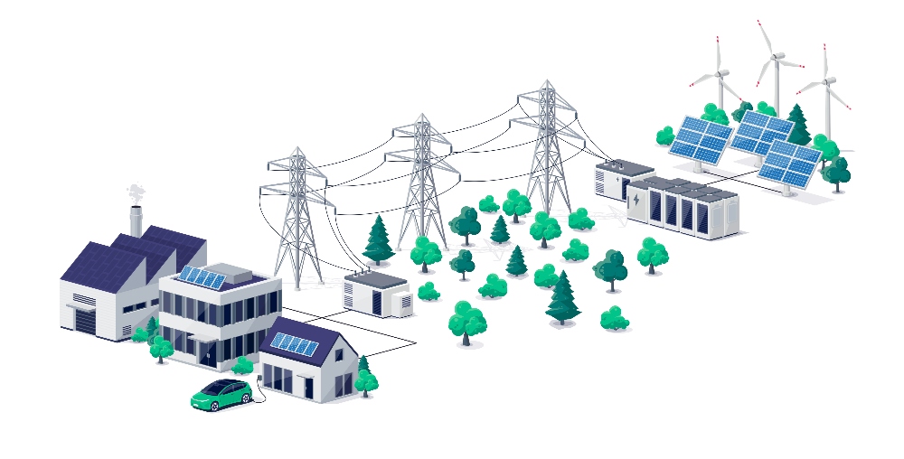 Infographic showcasing the electrical grid