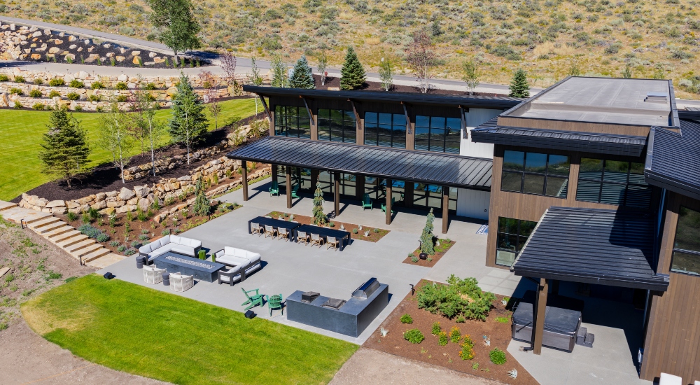 Luxury ranch estate compound in Park City Utah with multiple outbuildings including 5,000 square foot party barn
