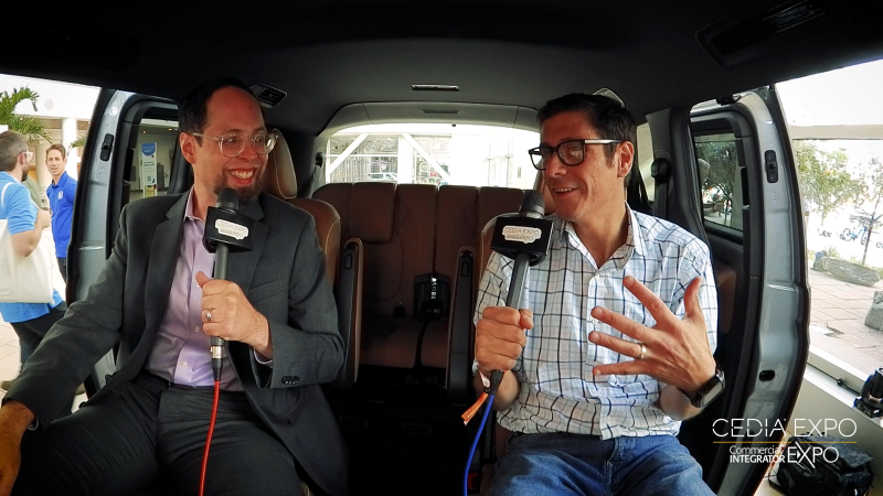 Dan Ferrisi and Michael Restrepo recording a podcast at CEDIA Expo/CIX.