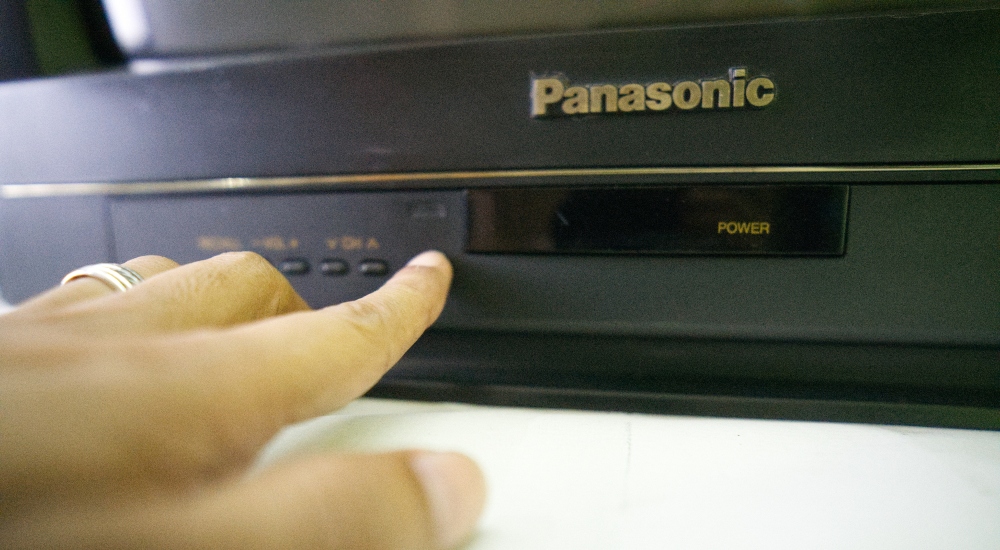 Suzano, Sao Paulo - Brazil - july 09, 2024: 20 inch tube tv with touch buttons