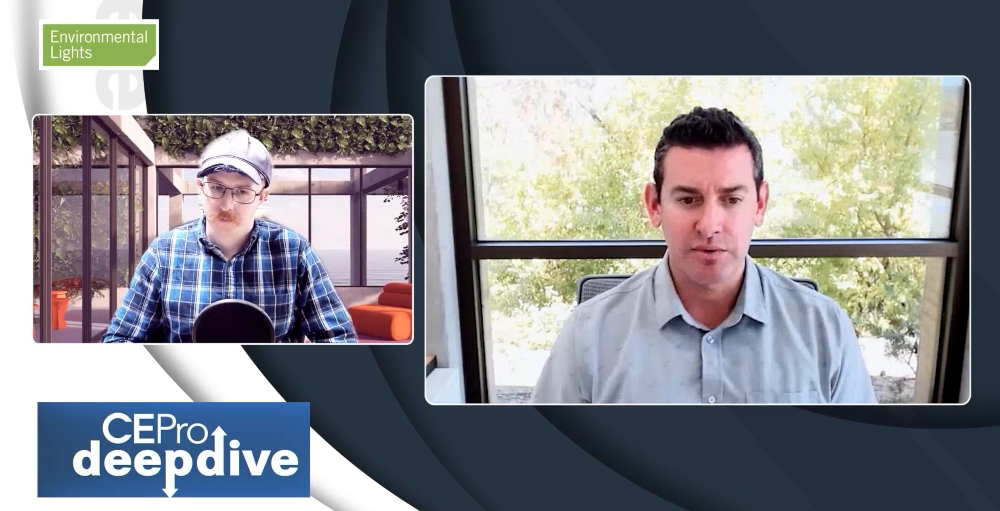 Environmental Lights President Jordan Brooks speaking on low-voltage lighting /w Nick Boever Senior Editor CE Pro