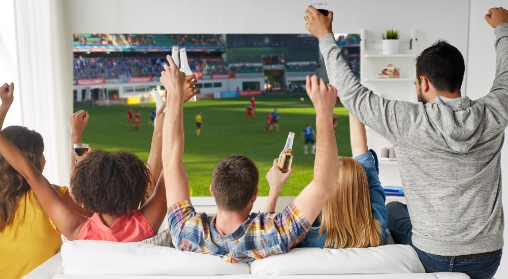 Friends and family social viewing TV watch party for sports